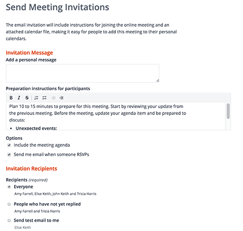 meeting invite for presentation